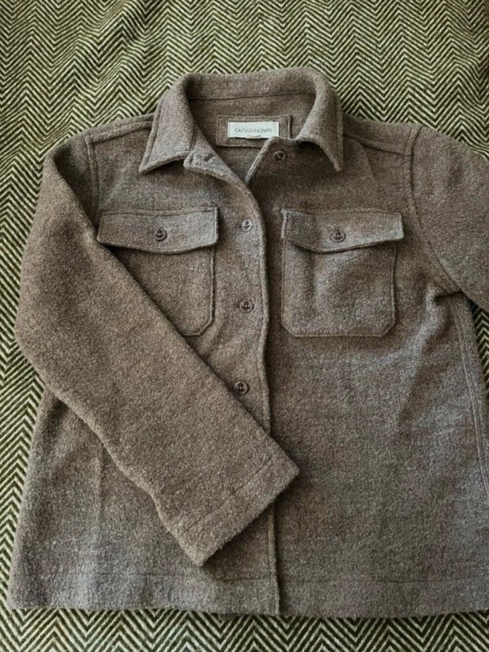 Women's Brown Gray Wool Blend Shirt Jacket Size S / EU 36 / US 4
